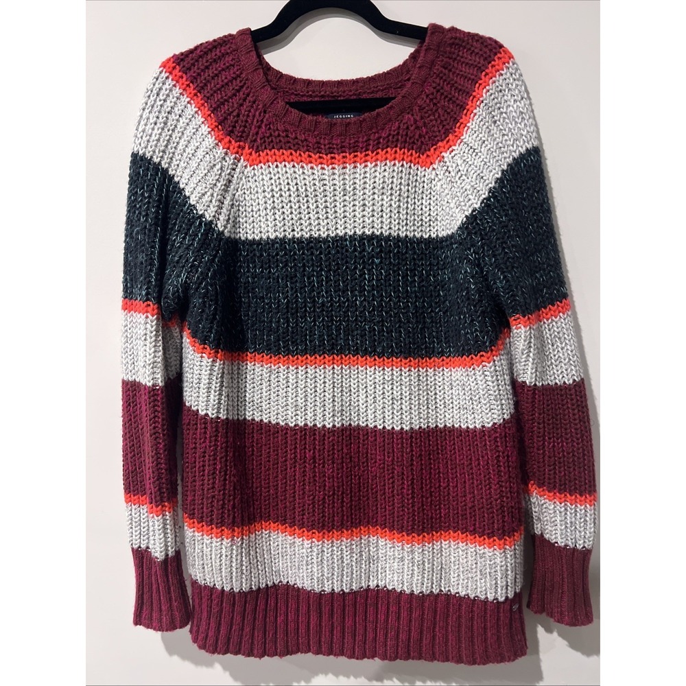 American Eagle Women's Colorful Striped Knit Sweater  Size Large Retro